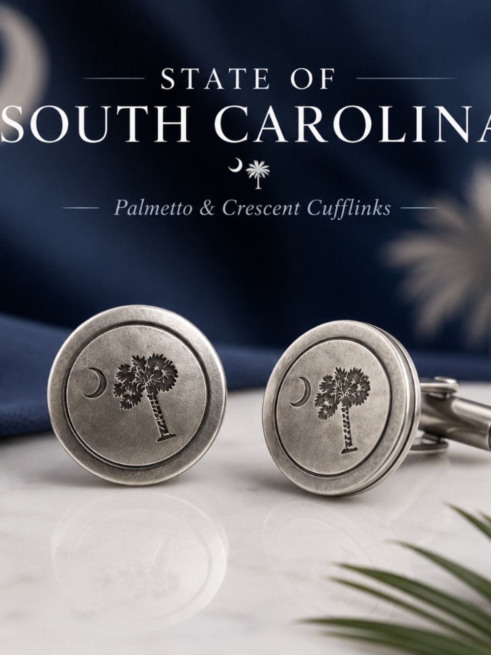 Unique South Carolina Palmetto Crescent Cufflinks